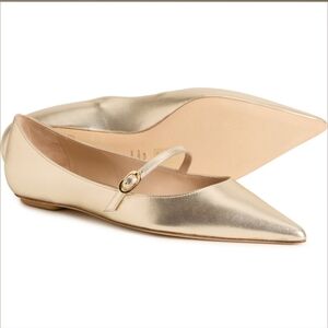 New In Box Stuart Weitzman Emelia Maryjane Flat In Gold (Size 7)